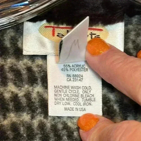 Vintage Talbots Jacket Womens M Black Plaid Faux Fur Collar Full Zip - Picture 5 of 5